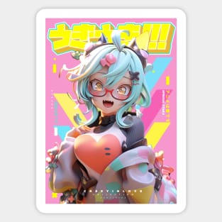 I love Candyfloss - Cr8zy in love Collection | Kawaii Anime Girl with glasses Pop Art 3D Design | PROUD OTAKU Sticker